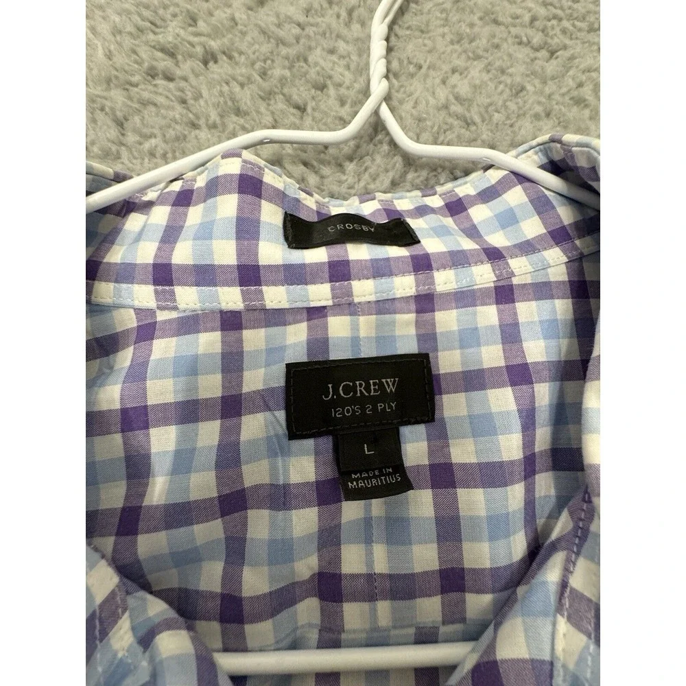 J. Crew Shirt Men's L Plaid Button Down Long‎ Sleeve Crosby 120's 2-ply Cotton